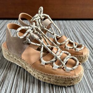 Anthropologie NAGUISA CIMA Espadrilles Sandals in Brown & Ecru - MINT COND.